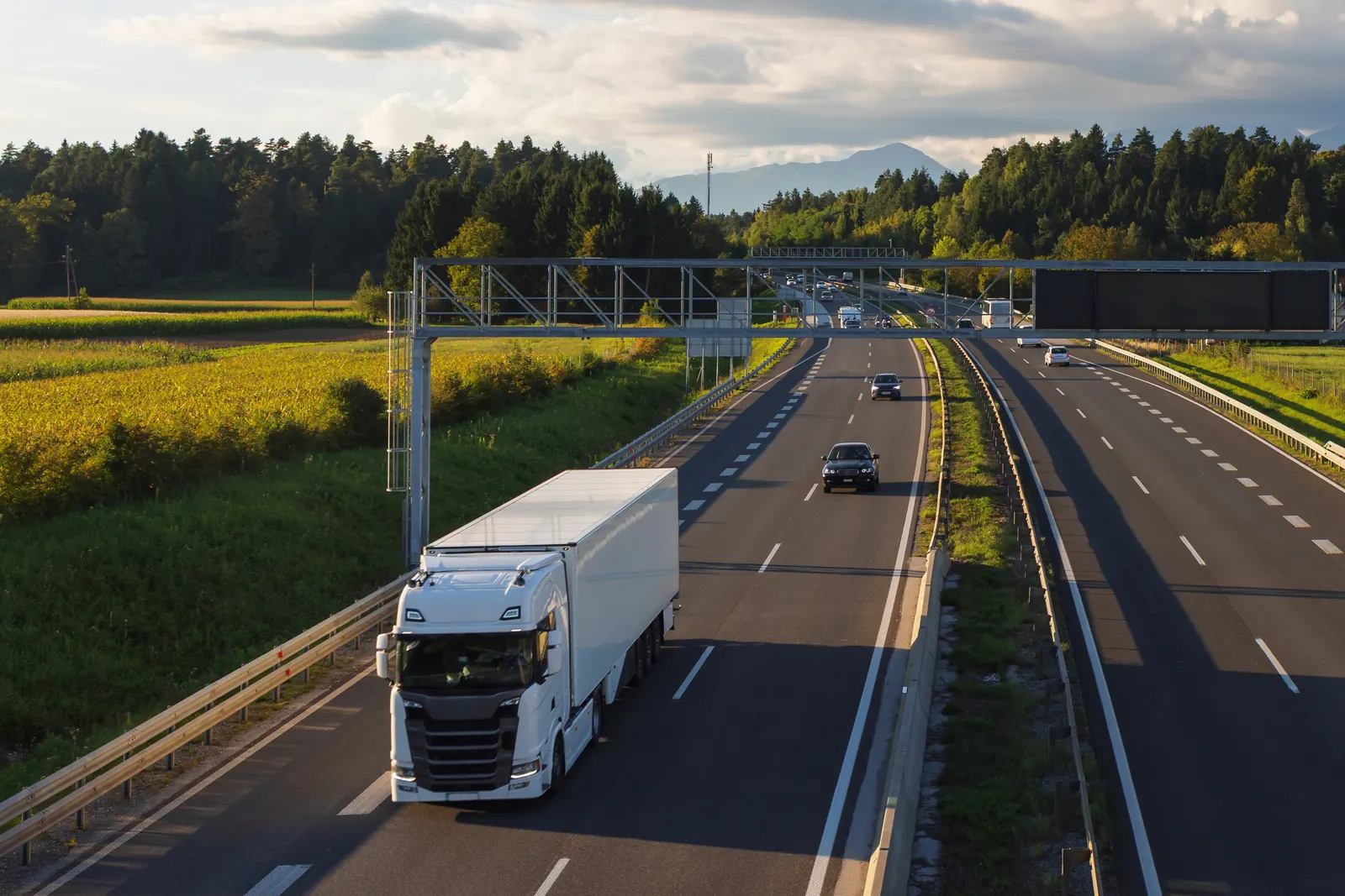 Truck and traffic on a motorway